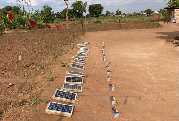 Solar Panels powering the charging banks for mobile devices used in data collection. Photo Credit: Allan Were, Vector Control Director